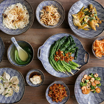 Sherige-style glazed down painted ceramic dishes Tray Fish Pan Rice Bowls Rice Bowls dish Dish Cutlery Suit