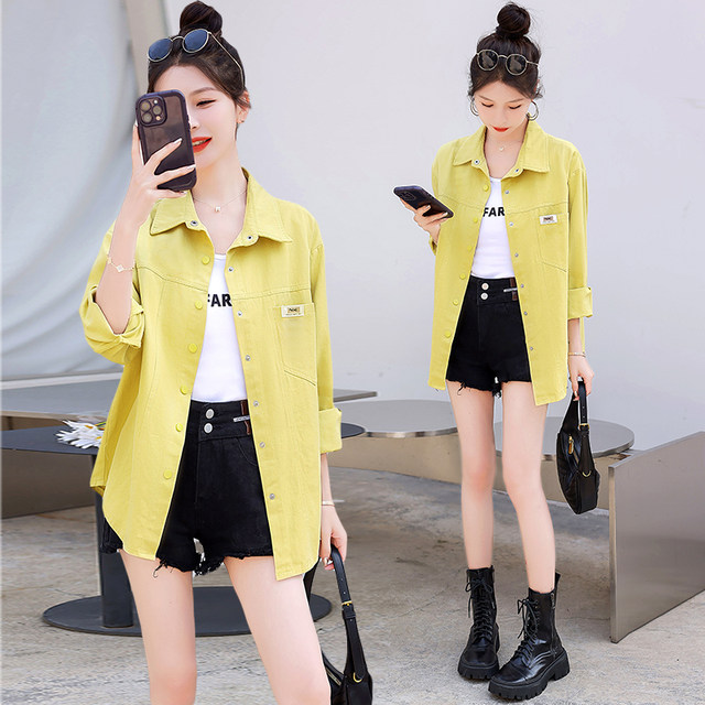 Spring and Autumn Hong Kong style loose casual versatile denim jacket for women