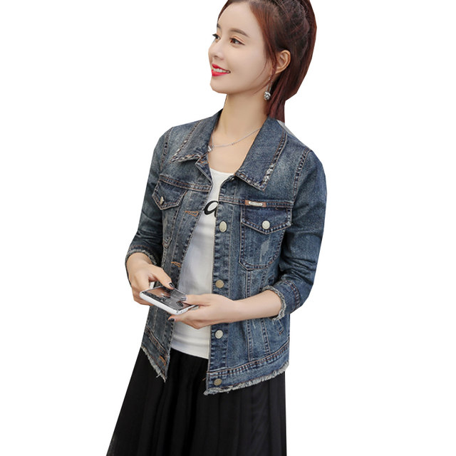 2024 Spring and Autumn New BF Denim Popular Jacket Large Size Women's Short Versatile Korean Slim Jacket