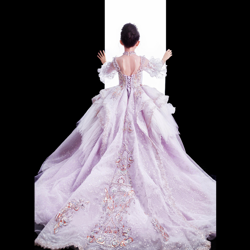 Girls' Classy Luxury and Stunning Birthday Party Evening Dress 2026 Winter Kidsren's Host Piano Catwalk Performance Dress