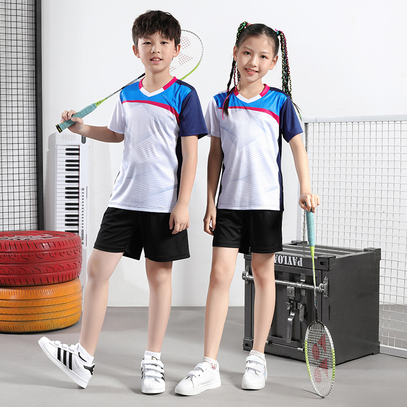 Boy Badminton Suit Customised Suit Children Sports Training Suit Competition Breathable Short Sleeve Ping Pong Jersey Girl-Taobao