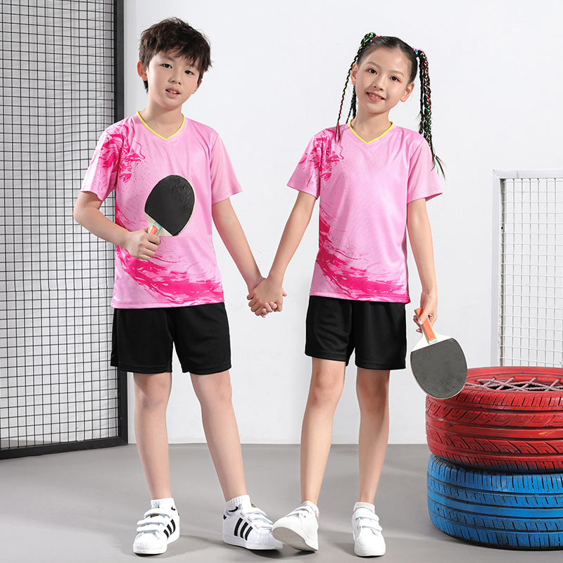 Children's Badminton Team Table Tennis Team Conserve Boy Competition Training Pink Jersey Girl Badminton Clothing-Taobao