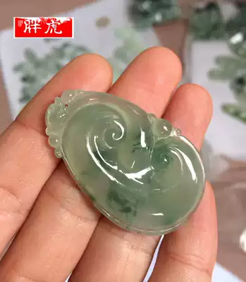 Natural Burma a goods jade ice species floating flowers green green gourd buckle Dragon gourd melon pendant men and women