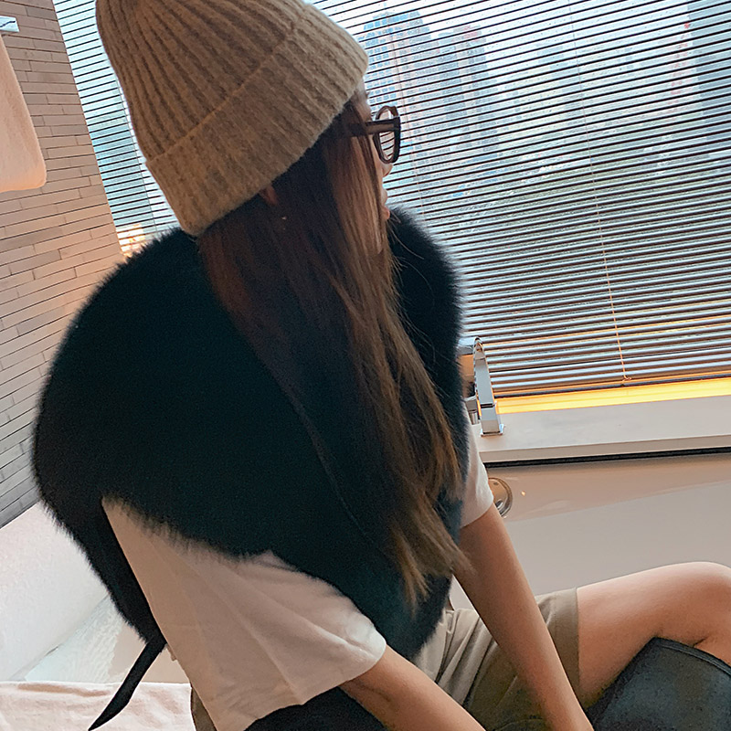 Jenny fur black imported fox fur waistcoat fur vest women's 2022 autumn and winter new young coat