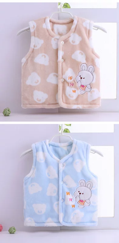 Áo vest sơ sinh dày nhung nhung vest mùa thu đông nam nữ bé cộng với áo cotton trẻ em vest ấm