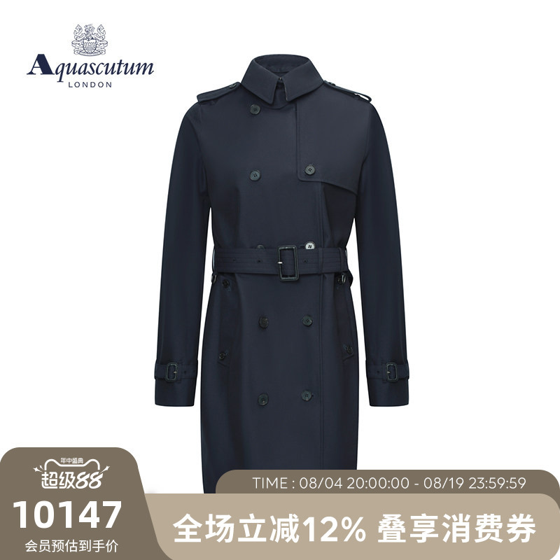 Aquascutum/Aquascutum Autumn and Winter Women's Cotton Casual Mid-Length Windbreaker Jacket Q4901El031 Aquascutum/Aquascutum Autumn and Winter Women's Cotton Casual Mid-Length Windbreaker Jacket Q4901El031