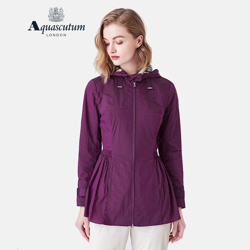 Aquascutum/Yageshidan Women's Hooded Waist-Cinching Casual Windbreaker Jacket