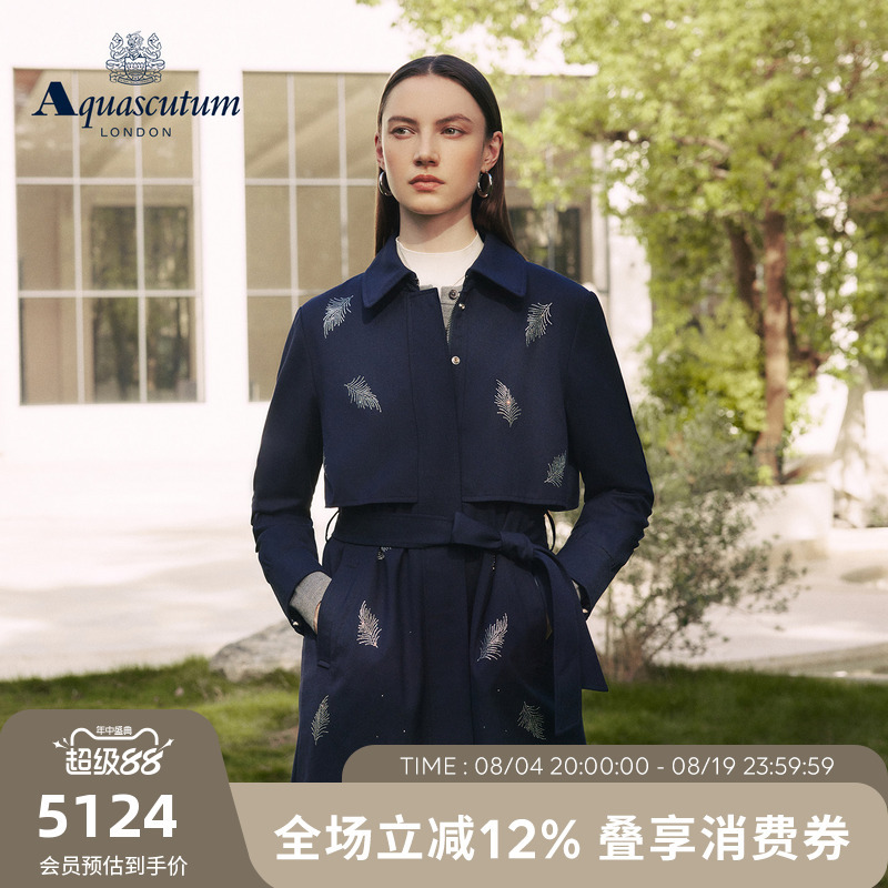 Aquascutum/Aquascutum's New Autumn and Winter Women's British Style Lace-Up Waist-Cinching Long Trench Coat with an Elegant Look Aquascutum/Aquascutum's New Autumn and Winter Women's British Style Lace-Up Waist-Cinching Long Trench Coat with an Elegant Look