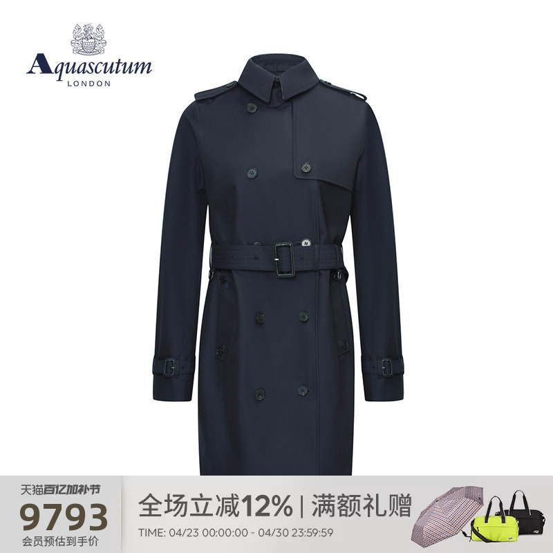 Aquascutum/Aquascutum Autumn and Winter Women's Cotton Casual Mid-Length Windbreaker Jacket Q4901El031