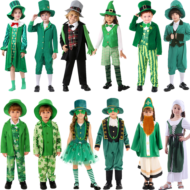 Halloween Irish St. Patrick's Day Four-Leaf Clover Children's Kindergarten Festival Party Stage Performance Costumes