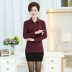 Các bà mẹ trung niên và già mặc áo thun mùa thu áo thun nữ trung niên mùa xuân và mùa thu áo thun cotton dài tay cỡ lớn váy đầm cho người 60 tuổi Quần áo của mẹ