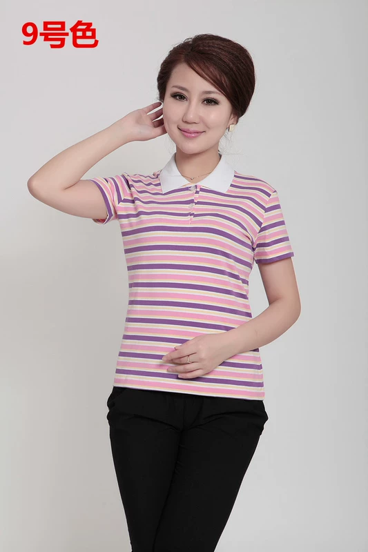 Mùa hè 2019 mới cho phụ nữ trung niên và người cao tuổi Áo thun cotton trung niên mẹ béo áo sơ mi dài tay 5xl - Áo phông