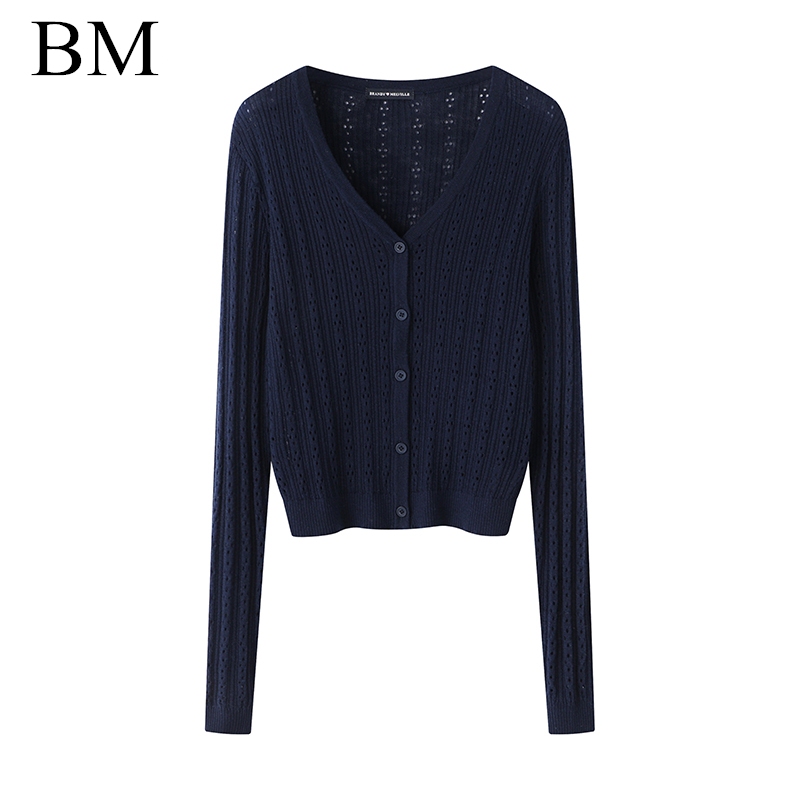 Brandy Girl's New Bm Cardigan Summer Hollow-Out Ice Silk Knit Jacket Thin Air-Conditioning Knit Sun Protection Clothing