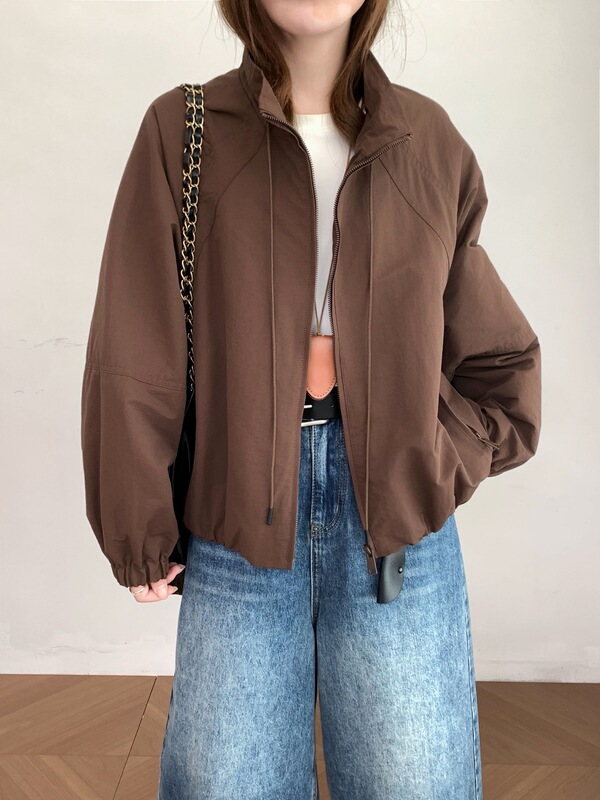 Muyu 2026 Autumn New Product Stand-Up Collar Zipper Jacket Korean Style Fashionable Versatile Slimming Women's Casual Top High Quality Muyu 2026 Autumn New Product Stand-Up Collar Zipper Jacket Korean Style Fashionable Versatile Slimming Women's Casual Top High Quality