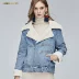 Miss Sixty mùa đông dày xanh lông lót denim áo khoác lông phụ nữ - Faux Fur Faux Fur