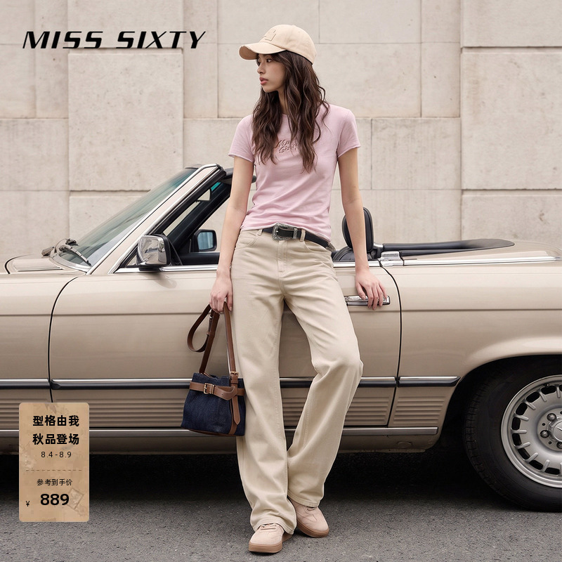[Tencel] Miss Sixty 2026 Autumn New Women's Jeans Mid-Waist Versatile Commuting Casual Straight-Leg Pants