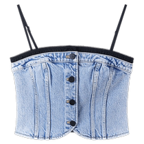 Miss Sixty2024 Spring New Denim Tube Top Womens Removable Suspender Stitching Retro Sexy Hot Girl Style