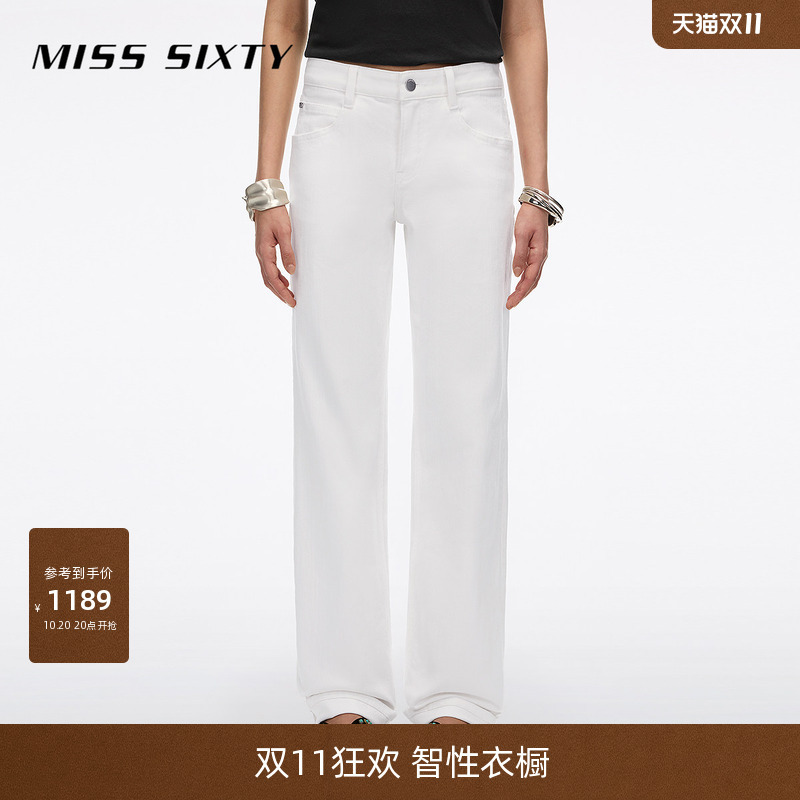 Miss Sixty2026 New Summer White Jeans for Women, Low-Waisted, Slimming, Straight-Leg Long Pants for Work Clothing Miss Sixty2026 New Summer White Jeans for Women, Low-Waisted, Slimming, Straight-Leg Long Pants for Work Clothing