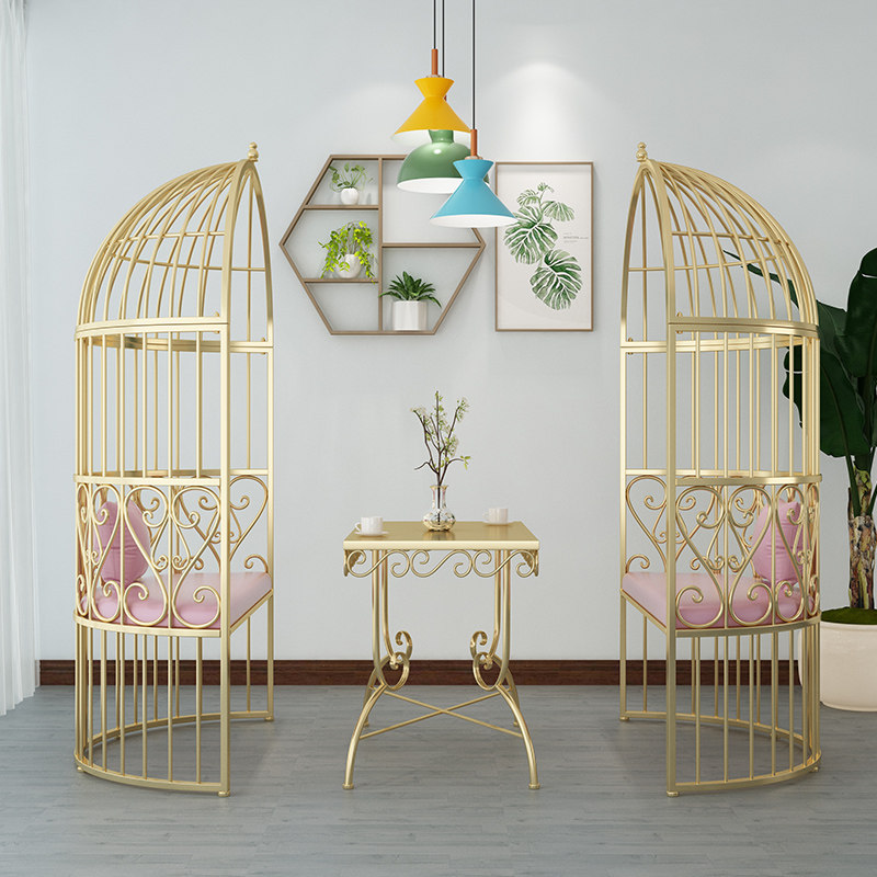 European-style wrought iron birdcage seat dining room semi-circle birdcage balcony deck outdoor wedding photography single double sofa chair