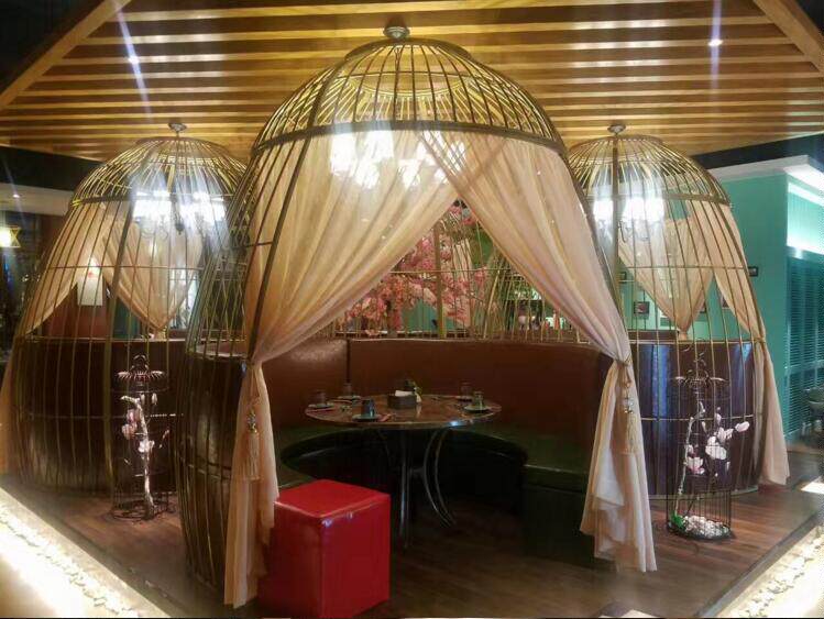 Eurostyle Iron Art Big Bird Cage Swing Piece Decorations Landing Dining Room Decoration Bird Cage Large Fire Pot Shop Iron Cage Bird Cage