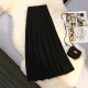 Beige knitted skirt women's 2022 new autumn and winter pleated skirt twist mid-length all-match high-waist sweater A-line skirt