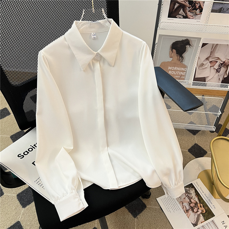 White Shirt for Women, Professional Long-Sleeved, Spring, Autumn, Winter 2026 New Style, Chiffon with Fleece, Interview Formal Shirt, Workwear Top