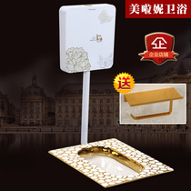 Squat toilet water tank set European-style stool Gold-plated ceramic squat pit set of household toilet squat pit