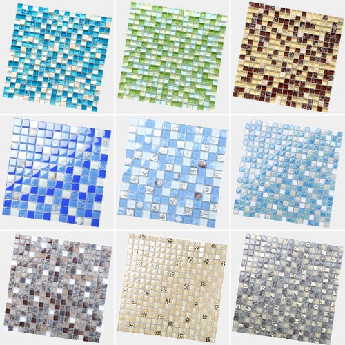 Средиземноморская раковина европейская стеклянная хрустальная мозаичная мозаичная плитка Фоновая стена головоломка гостиная кухонная наклейка туалет
