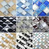 Средиземноморская раковина европейская стеклянная хрустальная мозаичная мозаичная плитка Фоновая стена головоломка гостиная кухонная наклейка туалет