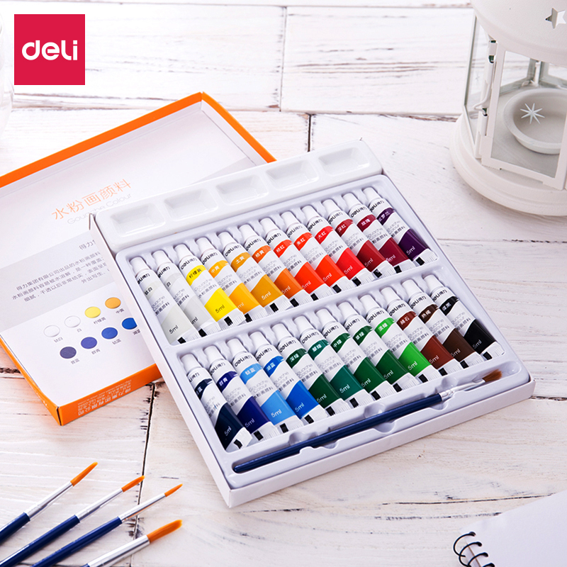 Able Watercolor Paint Suit Water Powder Paint Children Fine Art Painting Tools 12 Color 18 Color 24 Color 24 Color Elementary School Scholars Graffiti Paint Color painted Security