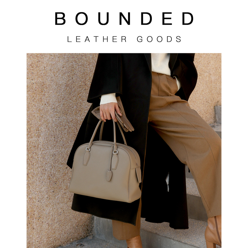 Bounded India12 Bowling Bag, Large Capacity, Simple Commuter Boston Bag, First-Layer Cowhide Leather Bag