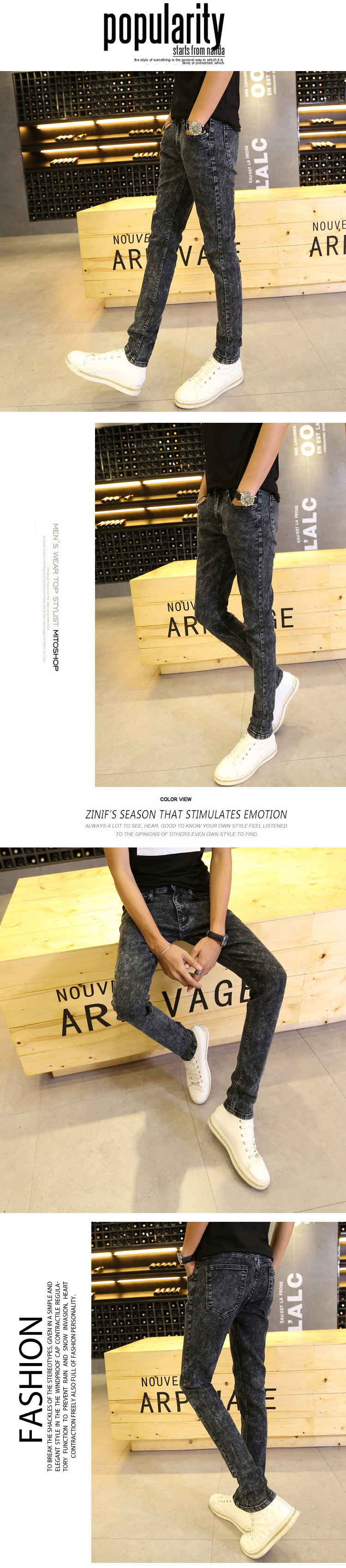 Jeans pour adolescent pieds Slim pour Quatre saisons - Ref 1466785 Image 15