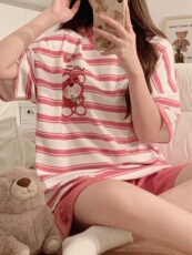 Пижама 睡衣女士2024年新款棉质短袖夏季可爱网红风家居服夏天套装可外穿