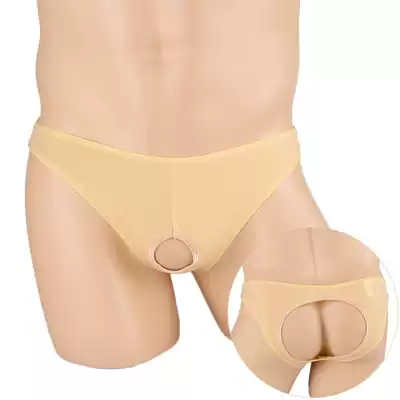 Men's breifs Ice Silk open file sexy GAY loophole to send boyfriend underwear after opening 0 bullet separation low waist GAY