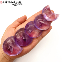 Natural Purple Yellow Crystal Moon Crescent Moon Crescent Shaped Crystal Hand Engraving Handicraft to decorate the playhome Decorative Pendulum