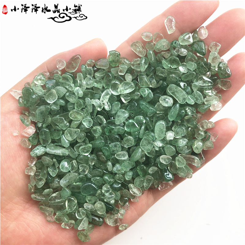 Natural green strawberry crystal gravel 5-7mm natural crystal crushed stone detritus detritus fish tank flower-forming stone