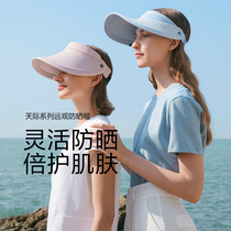 Banana Lower view full shading sunscreen cap Womens anti-UV summer sky Top sun hat Running bicycling black rubber suncap