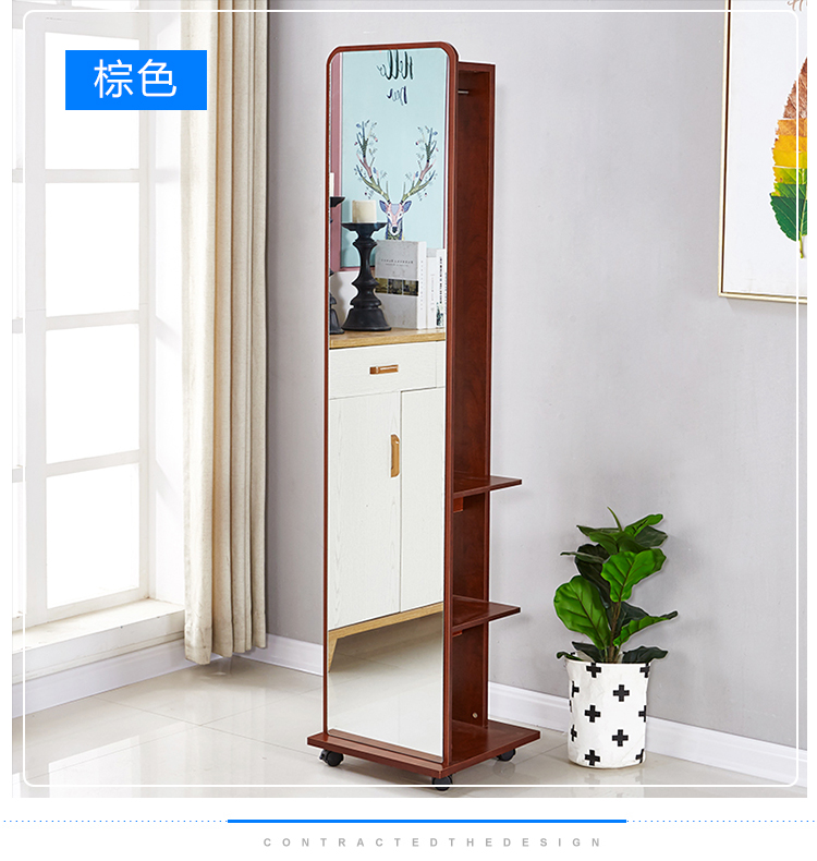 Gương trang điểm gương toàn chiều dài gương nữ sàn lớn ký túc xá sinh viên nhà đặc biệt di động xoay đa chức năng âm thanh nổi gương - Gương gương ốp tường