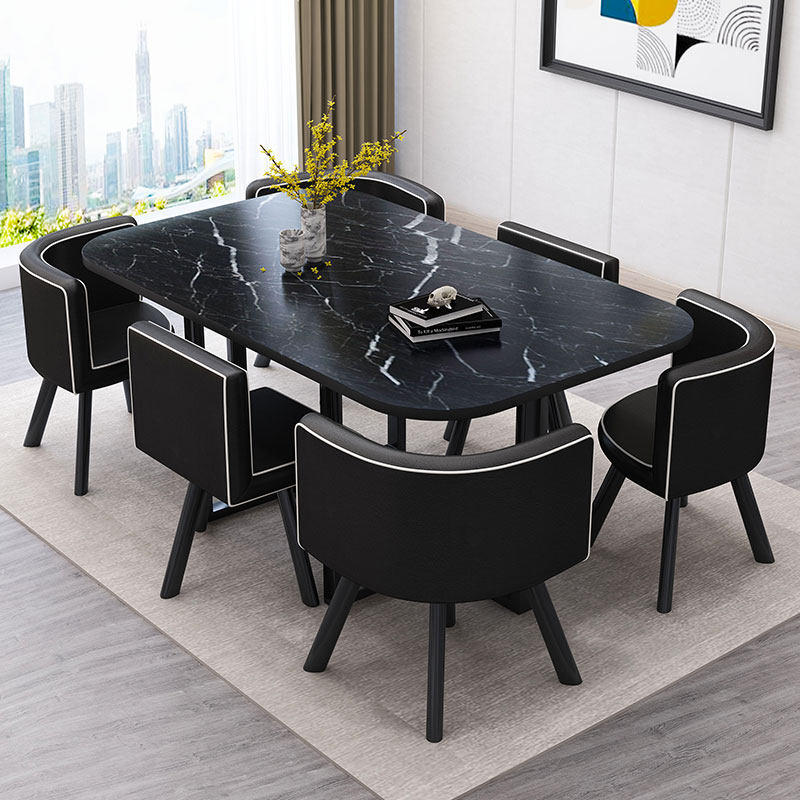 Nordic dining table and chair combination Modern and simple negotiation table and chair Meeting lounge area Shop office Meeting reception table