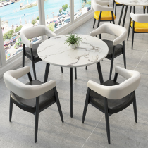 Simple reception negotiation table and chair combination Small round table Shop meeting lounge area Leisure milk tea shop table and chair round table