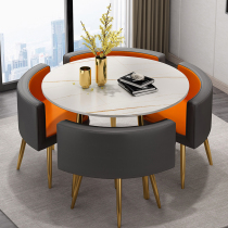Rock board negotiation table and chair combination Save space Simple round dining table Milk tea dessert shop reception sales department Leisure area