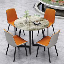 Light and luxurious Italian grey rock plate in talks table and chairs Creative office Roundtable minimalist Reception Leisure Nordic One table Four chairs