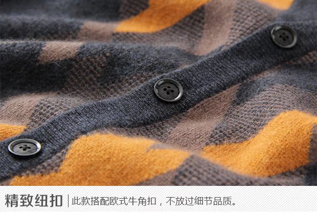 Áo len cashmere nam v-cổ màu sắc phù hợp với áo khoác cardigan dày dày áo len lỏng lẻo cha trung niên áo len áo giữ nhiệt nam