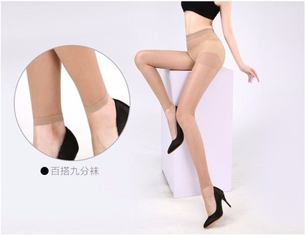 Bảy điểm và chín điểm vớ trong suốt mùa xuân và mùa thu mùa hè mỏng phần trung bình dày phần lụa chống móc lụa đáy romper vớ nữ - Xà cạp quần tất hở bàn