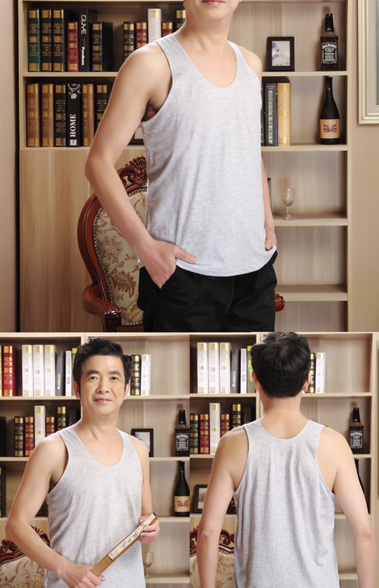 Hoa cúc thương hiệu trung và già áo cotton trắng nam mùa hè cotton tròn cổ tay ngắn tay áo sơ mi rộng kích thước rộng áo cotton nam trung niên