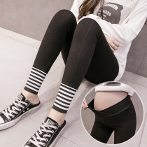Pregnant leggings Spring low-rise cotton pregnant nine-point pants Wild threaded foot mouth Wear belly pants outside pregnancy
