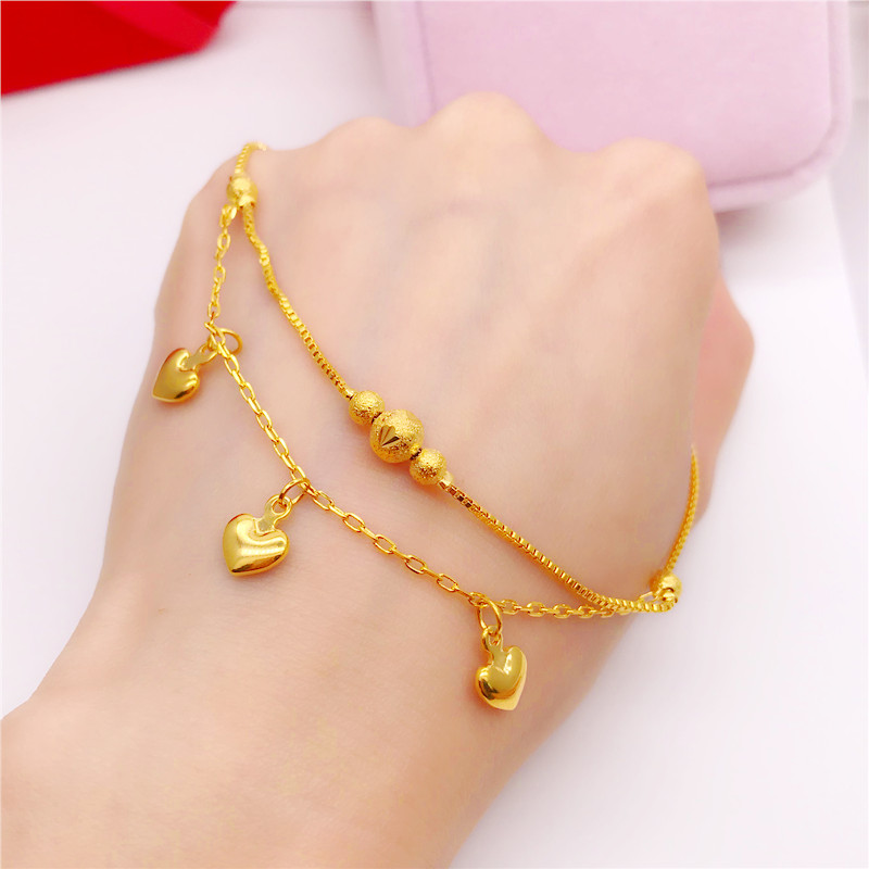 Thời trang mới chuông tình yêu vòng chân nữ mạ vàng phiên bản Hàn Quốc của nữ sinh đơn giản mô phỏng trang sức vàng Jinsha trong một thời gian dài không phai phụ kiện thời trang nữ