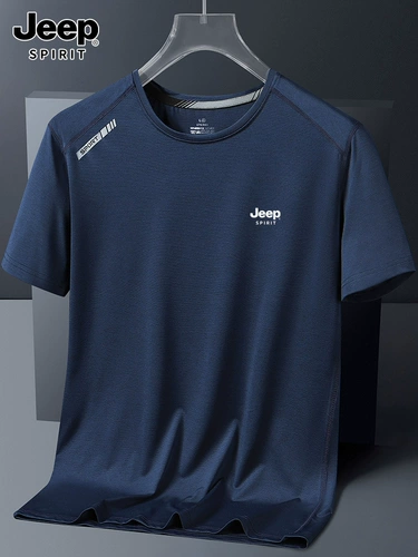 Jeep, тонкая шелковая быстросохнущая спортивная эластичная футболка с коротким рукавом, оверсайз, для бега