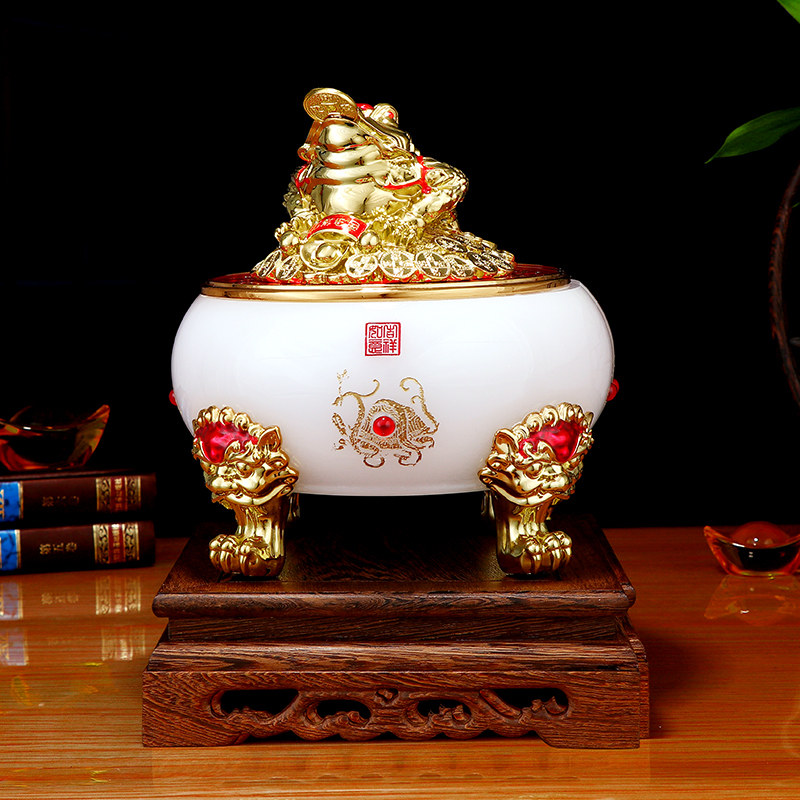 Glazed jade cornucopia piggy bank ornaments golden toad feng shui home living room wine cabinet decoration opening housewarming gift