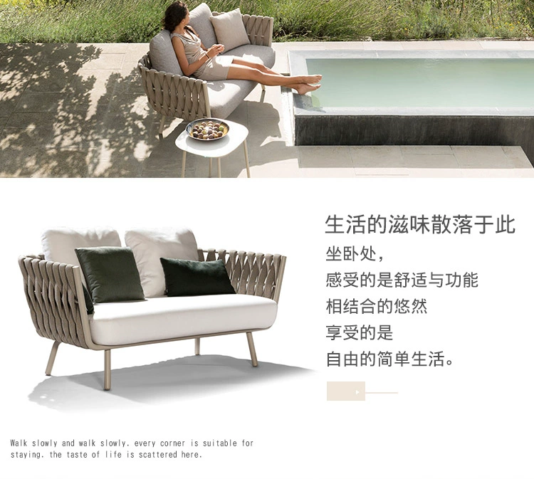 Nordic phòng khách kết hợp ghế sofa mây ngoài trời đồ nội thất ghế mây ghế sofa mây ngoài trời giải trí sân ghế sofa sân thượng - Ghế sô pha